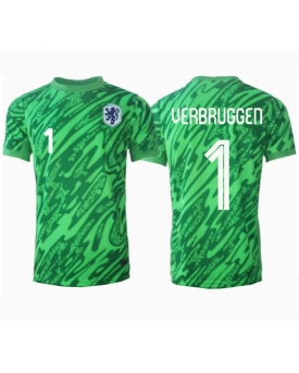 Paesi Bassi Bart Verbruggen #1 Portiere Maglia Gara Casa Repliche Europei 2024